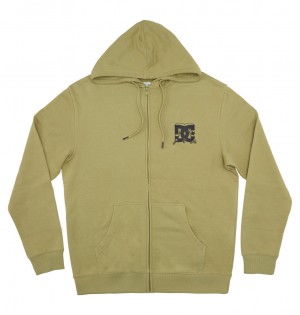 DC All Trades Zip-Up Men Hoodie Olive | US-2094RAK