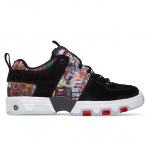 DC Basquiat Hybrid Suede Men Sneakers Black Multicolor | US-1594PEX