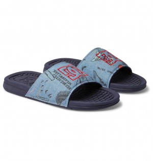 DC Bolsa Sandals Women Slides Dark Blue | US-9178FBH