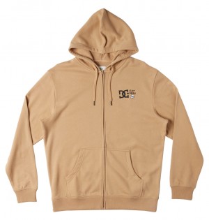 DC Cactus Zip-Up Men Hoodie Brown | US-5962EPQ