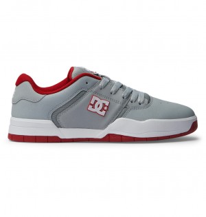 DC Central Leather Men Sneakers Grey / Red | US-6034FIM