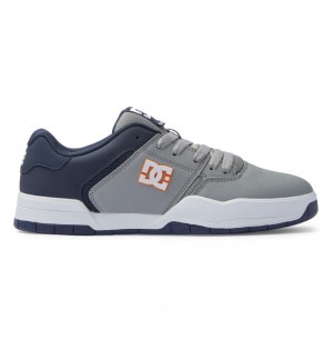 DC Central Leather Men Sneakers Navy / Grey | US-1368LOV