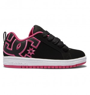 DC Court Graffik Kids' Sneakers Black / Pink | US-9476JYM