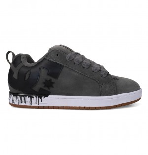 DC Court Graffik Leather Men Sneakers Grey / Black / White | US-6953ZNR