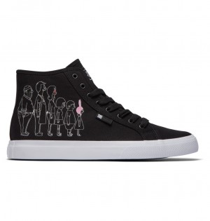 DC DC x Bob's Burgers Manual Hi High-Top Men Sneakers Black / White / Pink | US-1842GBK