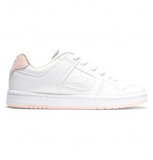 DC Manteca Leather Women Sneakers White / Pink | US-7251TCI