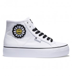 DC Manual Hi Platform High-Top Women Sneakers White / Black / Flower | US-1685MAD