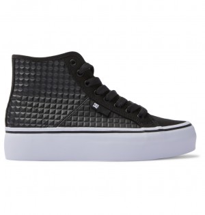 DC Manual Hi Platform High-Top Women Sneakers Black / White | US-9286UAL