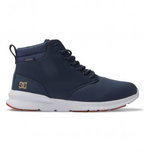 DC Mason 2 Water Resistant Leather Men Sneakers Navy / White | US-4123OWE