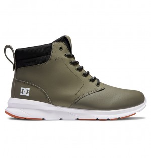 DC Mason 2 Water Resistant Leather Men Sneakers Olive / White | US-9230JPM