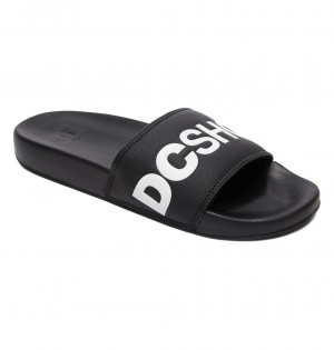 DC Men Slides Black / White | US-2761WQY