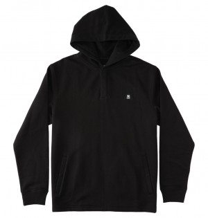 DC Offpeak Hooded Henley Top Men Hoodie Black | US-5182JNM