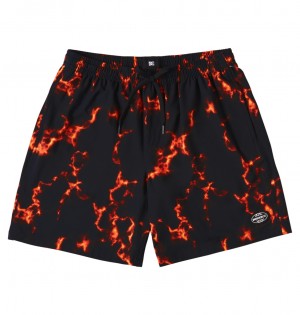 DC Press On Swim Men Shorts Black Orange | US-1379CWR