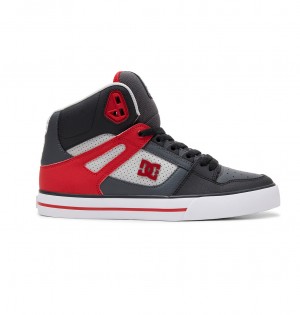 DC Pure High-Top Men Sneakers Grey / Red | US-4802LSQ