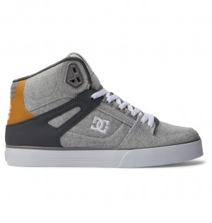 DC Pure High-Top Men Sneakers Grey / White | US-1487VPF