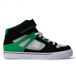 DC Pure High Elastic Lace High-Top Kids' Sneakers Black / Green | US-2357HBY