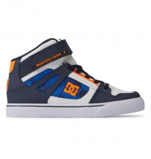 DC Pure High Elastic Lace High-Top Kids' Sneakers Blue / Orange | US-3701GOT