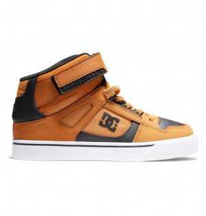 DC Pure High Elastic Lace High-Top Kids' Sneakers Brown / Black | US-9543ZHS