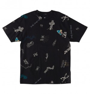 DC Scribble Men T-Shirt Black | US-6289YJH