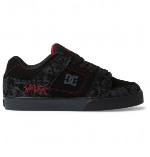 DC Slayer Pure Leather Men Sneakers Black / Grey / Red | US-0768OQZ