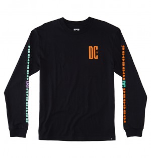 DC Sportster Long Sleeve Men T-Shirt Black | US-7580RBL