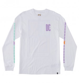 DC Sportster Long Sleeve Men T-Shirt White | US-9784MLP