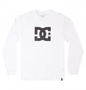 DC Star Long Sleeve Men T-Shirt White | US-5619KPY