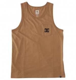 DC Star Pocket Pocket Vest Top Men T-Shirt Brown | US-2715MXD