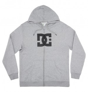 DC Star Zip-Up Men Hoodie Grey | US-1693NRD