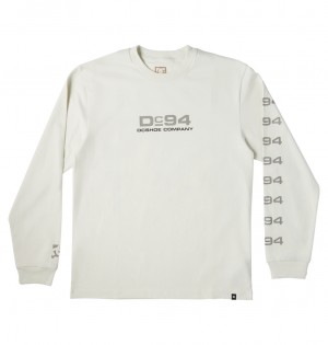 DC Static 94 Long Sleeve Men T-Shirt White | US-2584THD