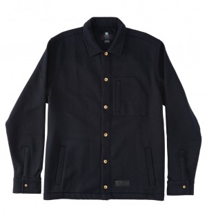 DC The Lux Overshirt Men Sweatshirt Black | US-5463SHQ