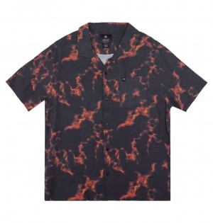 DC Tripped Vacation Short Sleeve Men Shirts Black Orange | US-0854HYL