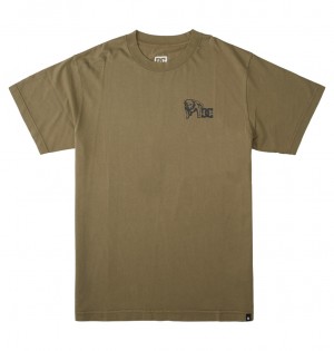 DC Watch Dog Men T-Shirt Dark Green Wash | US-4503ZIC