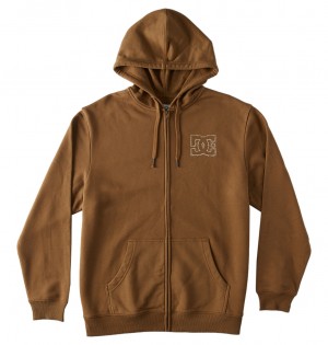 DC Zig Zag Zip-Up Men Hoodie Brown | US-1970GEO