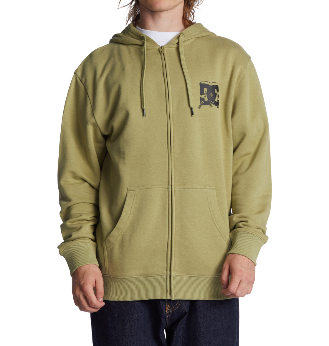 DC All Trades Zip-Up Men Hoodie Olive | US-2094RAK