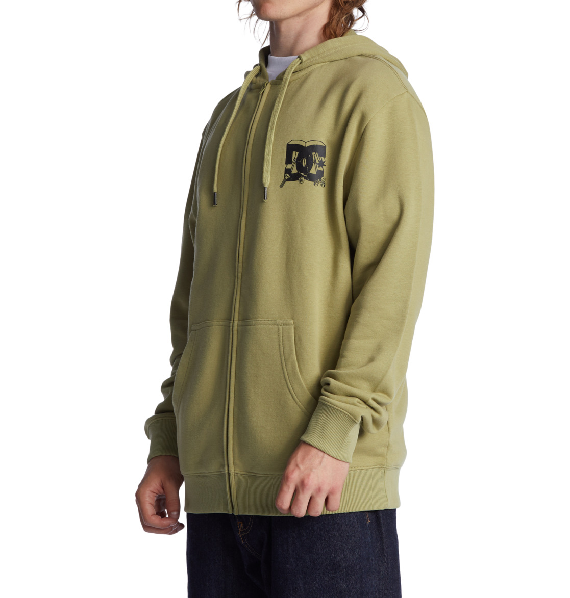 DC All Trades Zip-Up Men Hoodie Olive | US-2094RAK