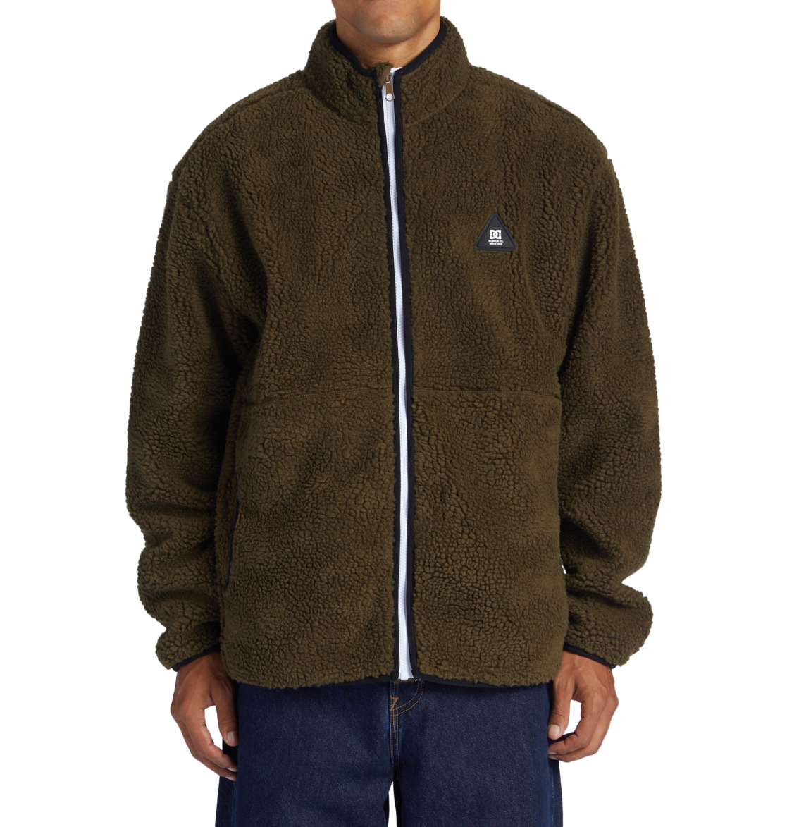 DC Amradical Zip-Up Mock Neck Fleece Men Sweatshirt Brown | US-6083NBK