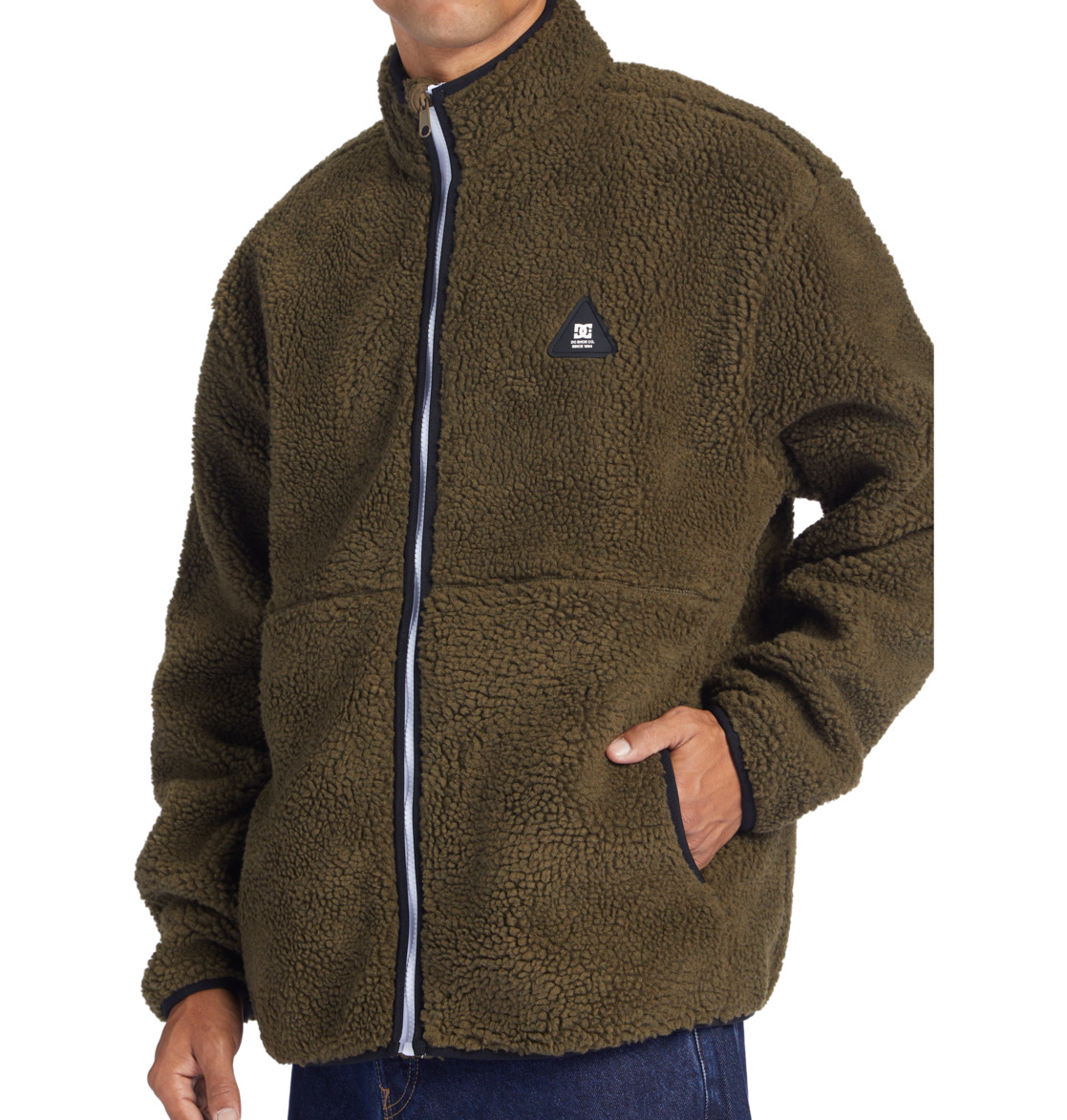 DC Amradical Zip-Up Mock Neck Fleece Men Sweatshirt Brown | US-6083NBK