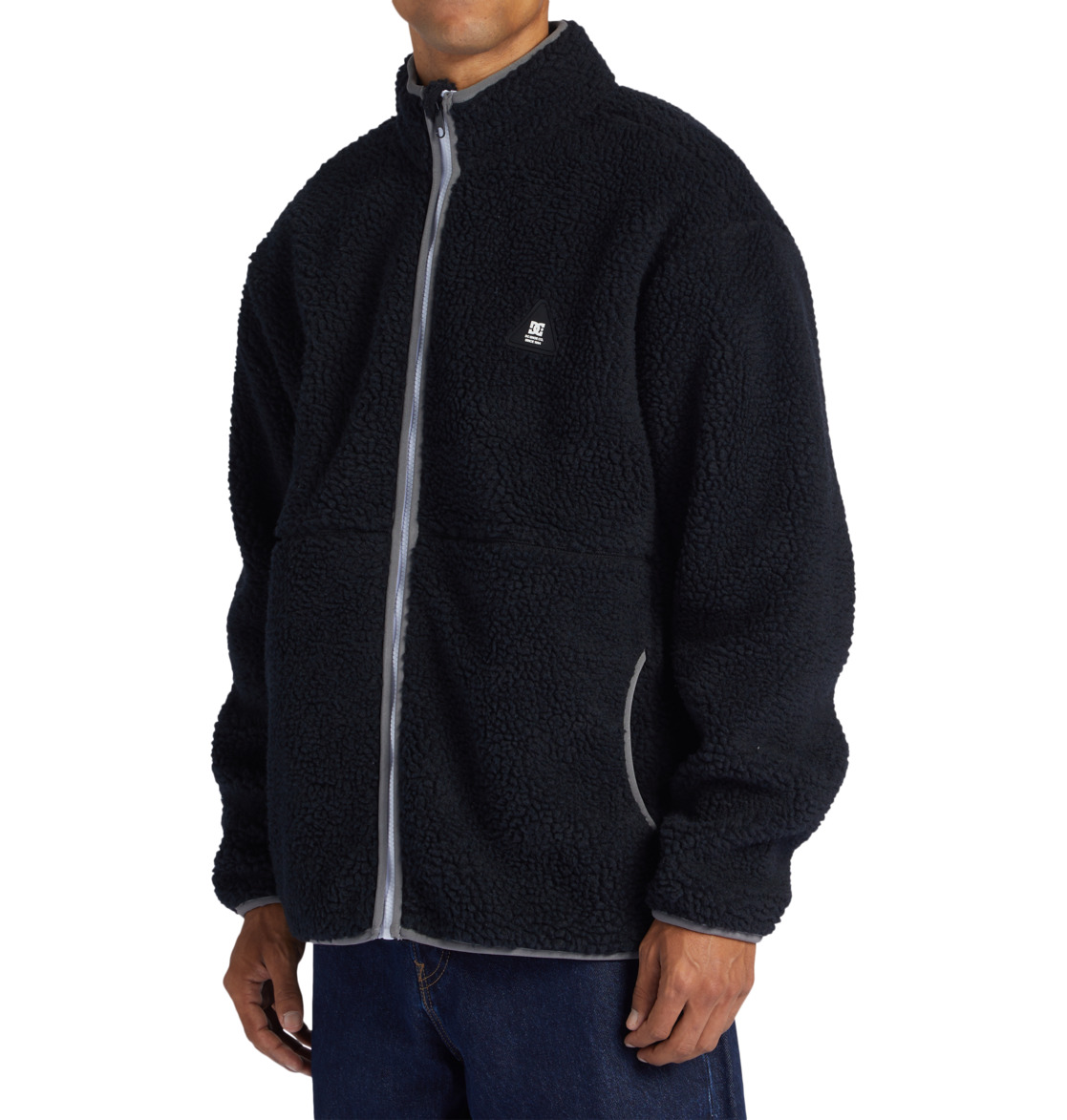 DC Amradical Zip-Up Mock Neck Fleece Men Sweatshirt Black | US-1690PDC