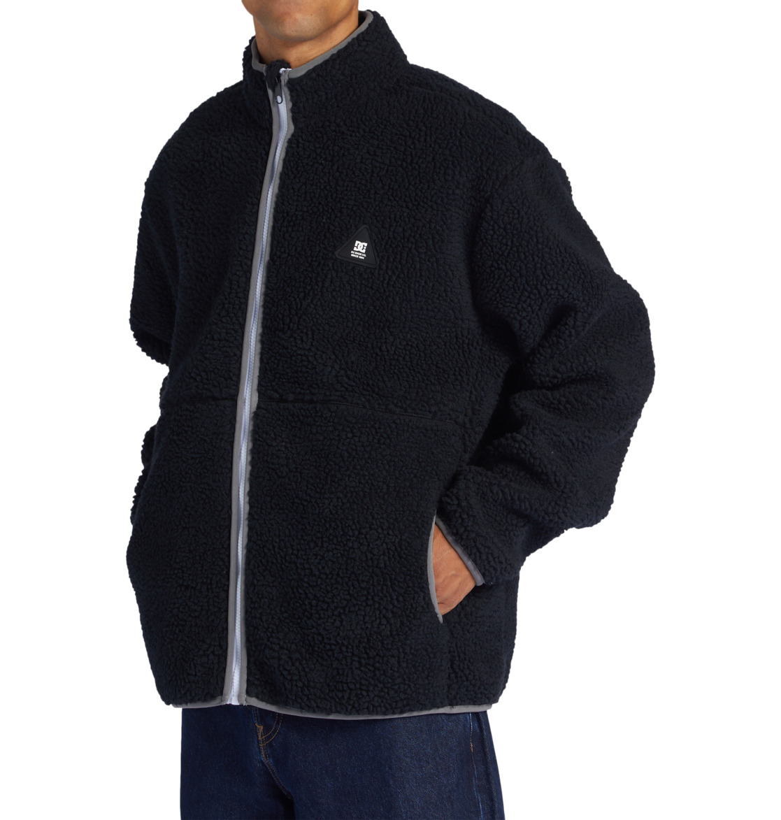 DC Amradical Zip-Up Mock Neck Fleece Men Sweatshirt Black | US-1690PDC