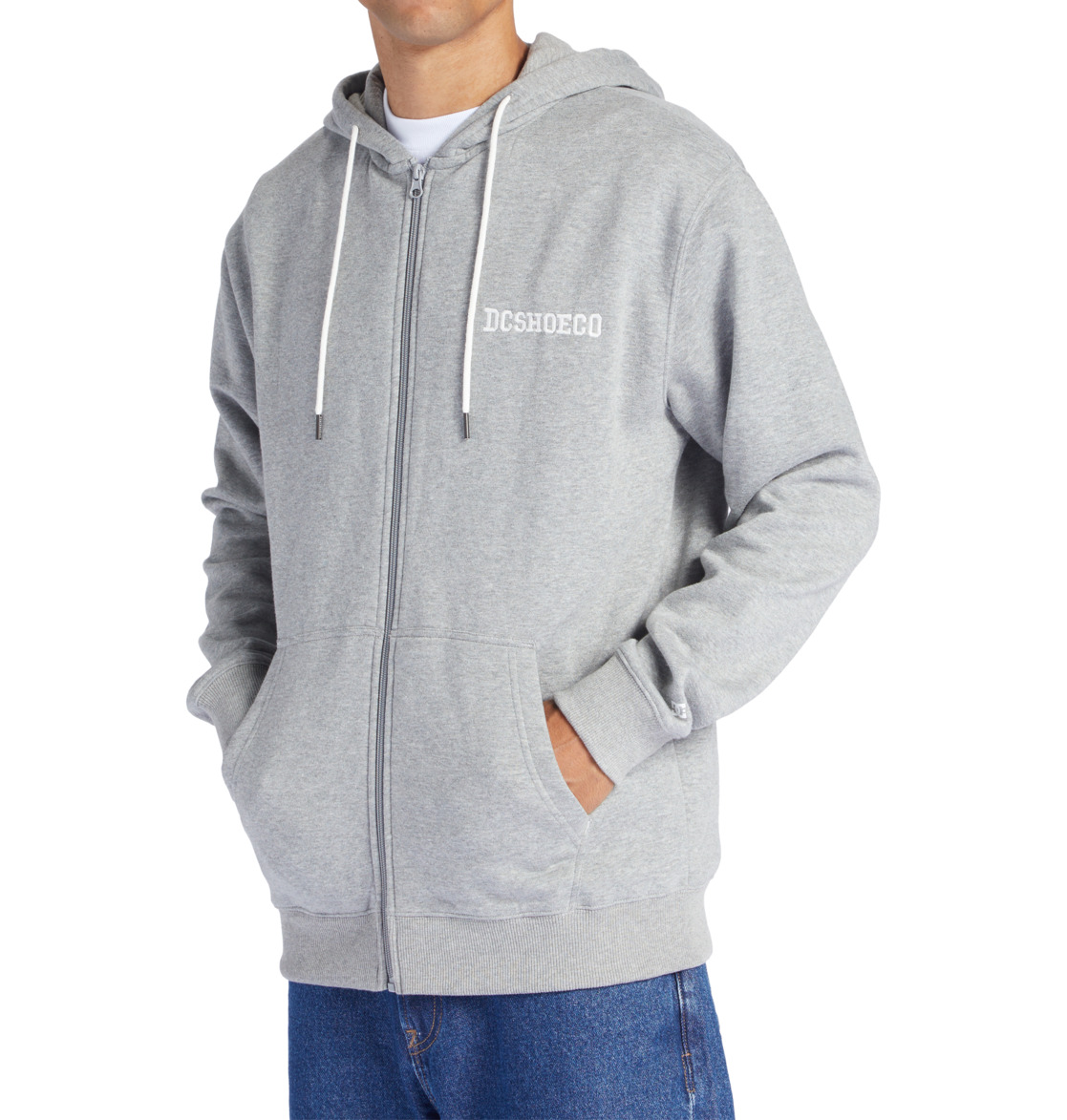 DC Baseline Zip-Up Men Hoodie Grey | US-8523TSG