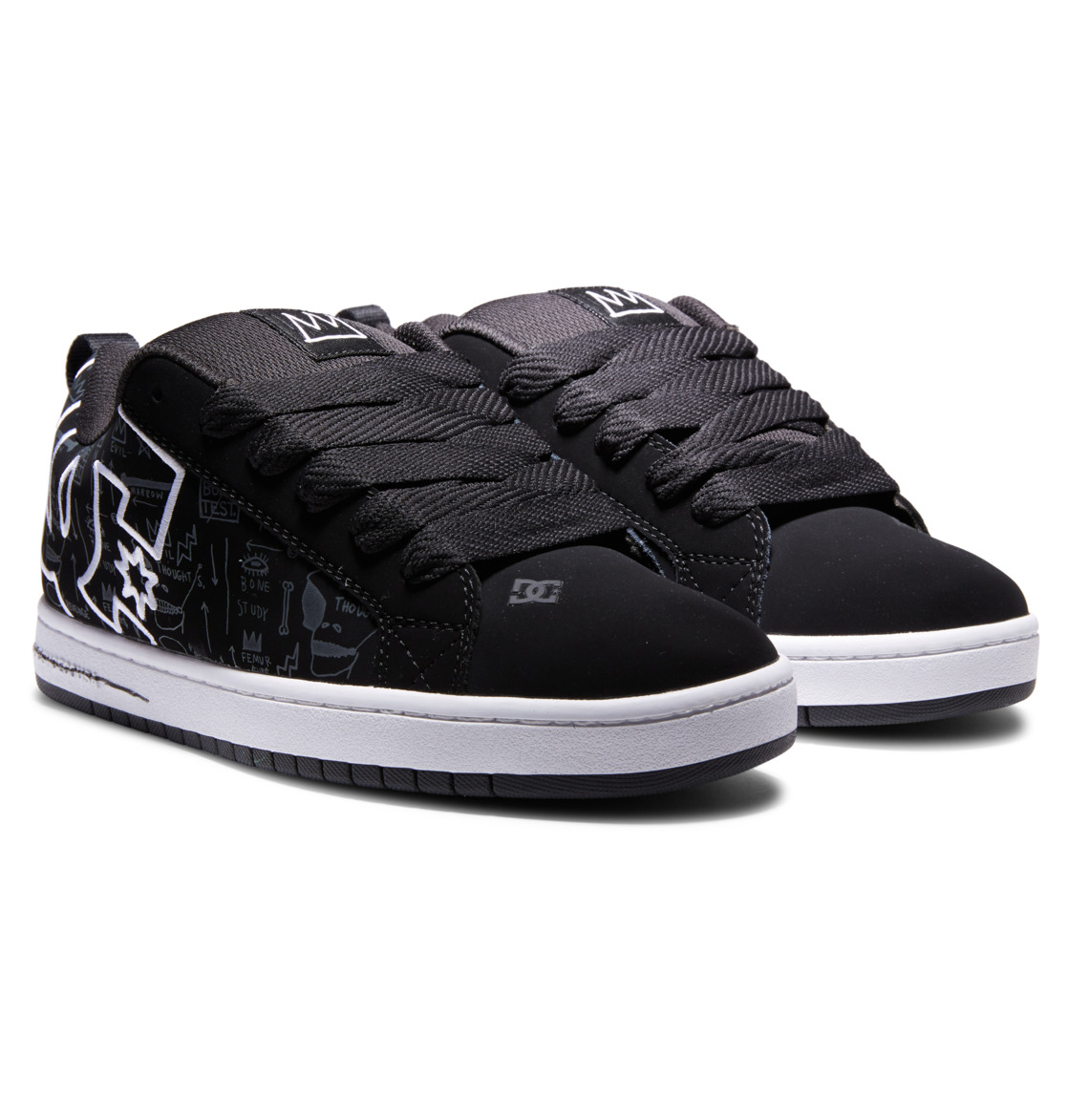 DC Basquiat Court Graffik Leather Men Sneakers Black | US-9187HGT