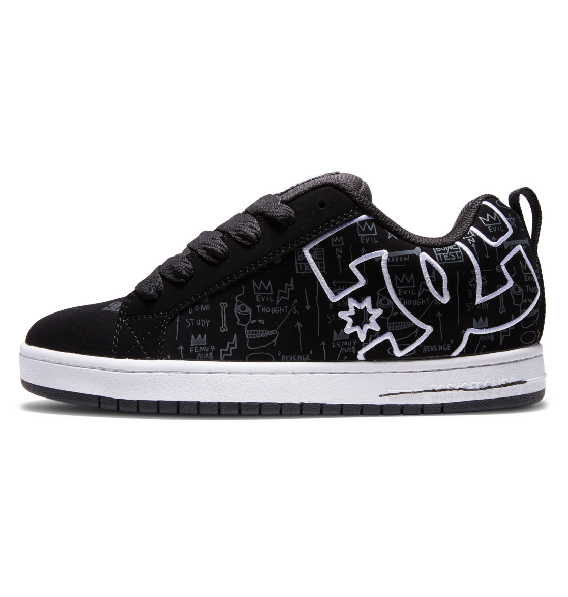 DC Basquiat Court Graffik Leather Men Sneakers Black | US-9187HGT