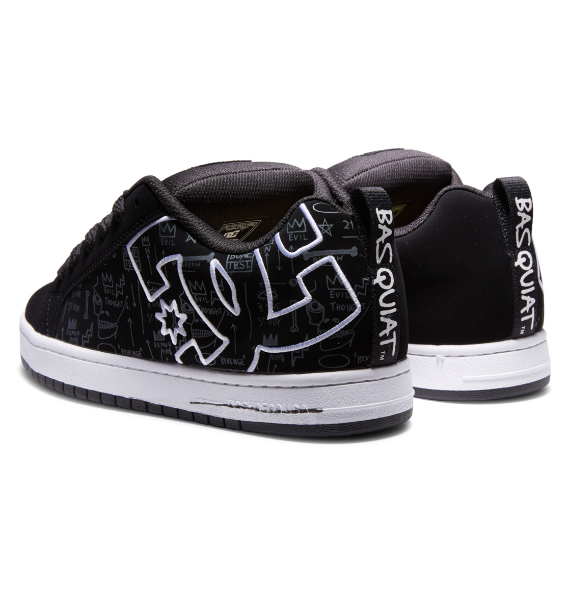 DC Basquiat Court Graffik Leather Men Sneakers Black | US-9187HGT