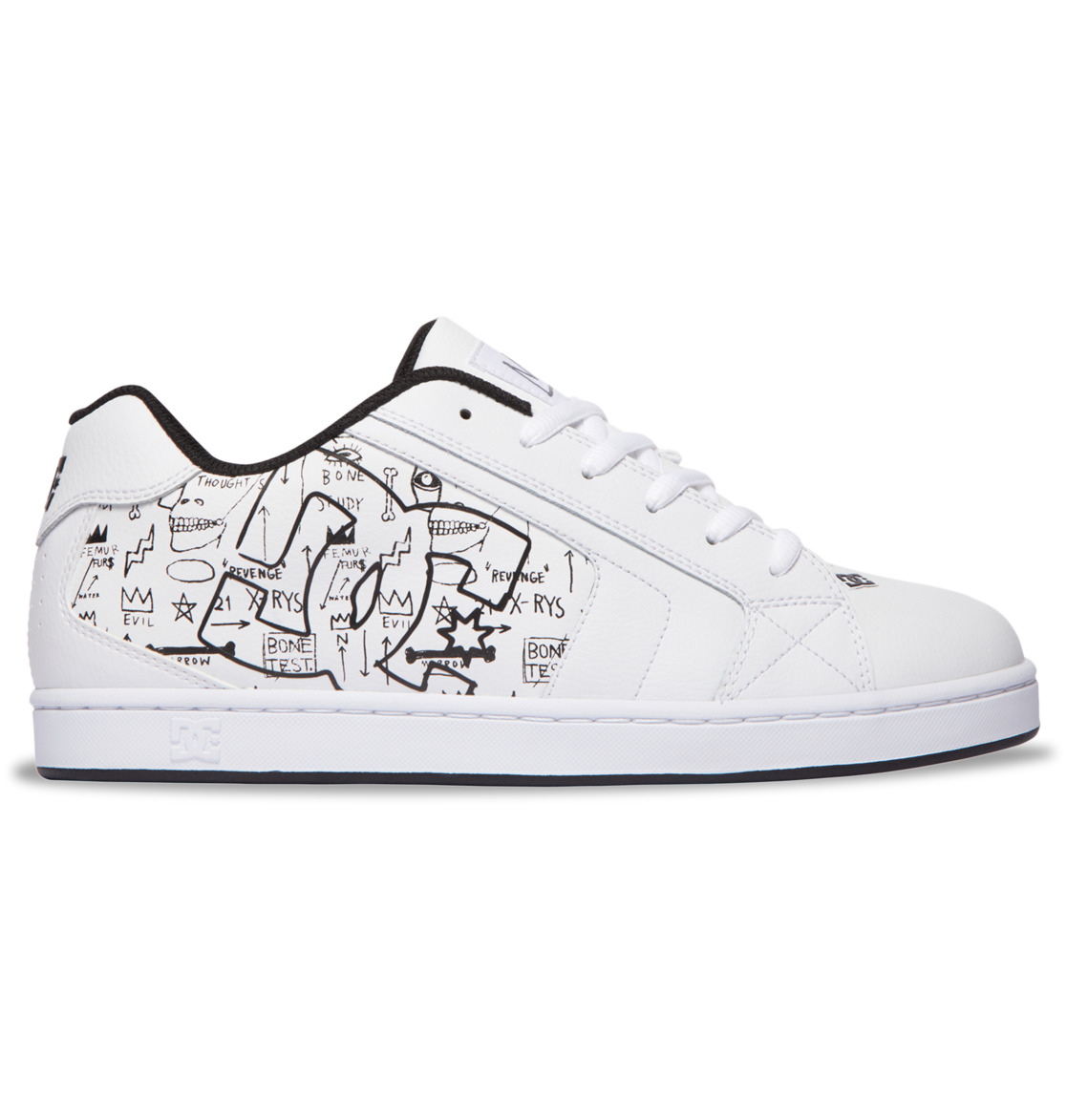 DC Basquiat Net Leather Men Sneakers White / Black | US-5846UQN