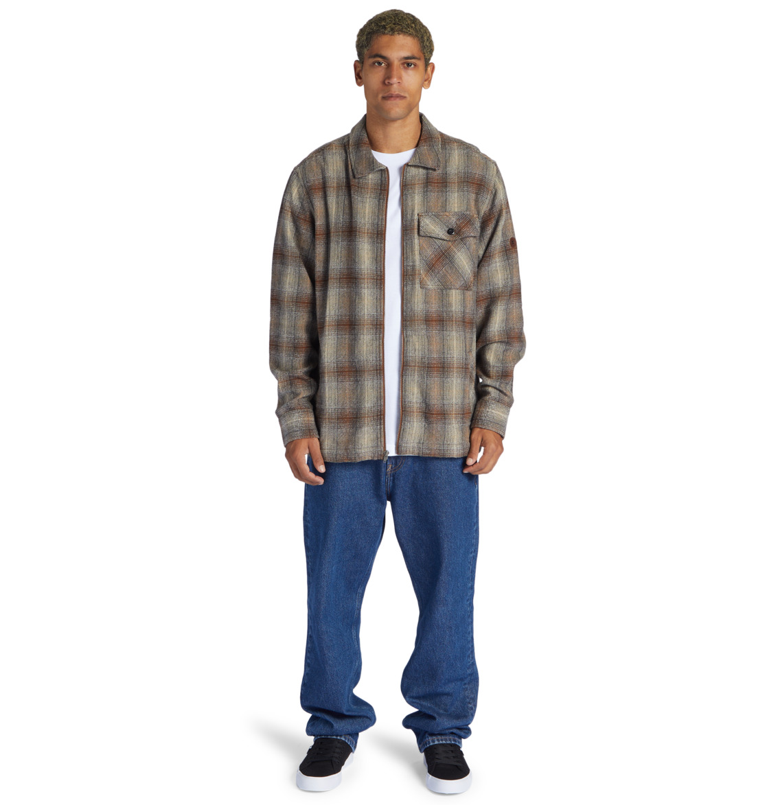 DC Canyon Long Sleeve Men Shirts Bison / Plaza Toupe Plaid | US-6230KBO