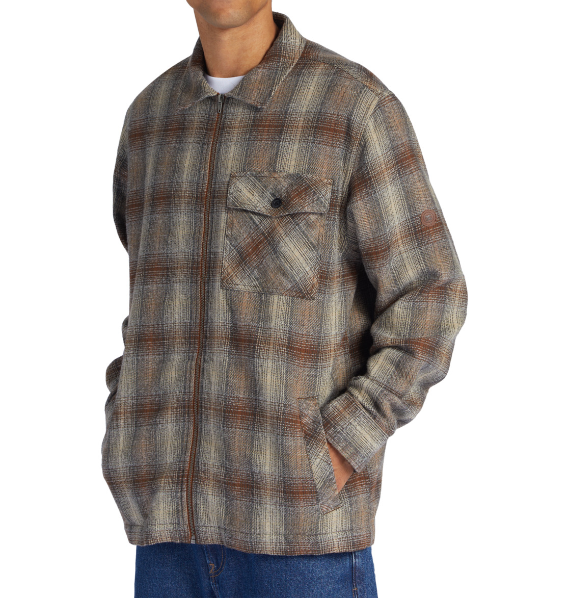 DC Canyon Long Sleeve Men Shirts Bison / Plaza Toupe Plaid | US-6230KBO