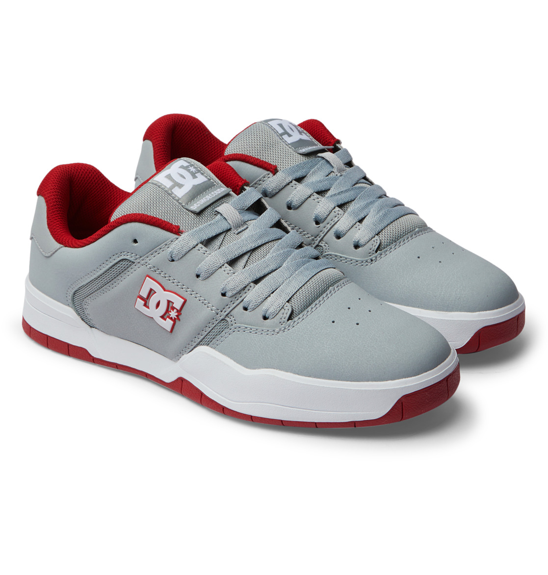 DC Central Leather Men Sneakers Grey / Red | US-6034FIM