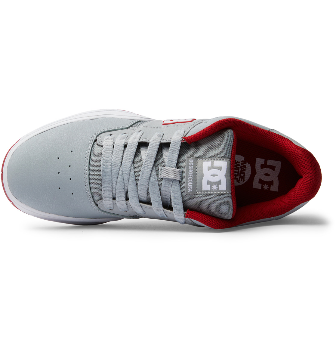 DC Central Leather Men Sneakers Grey / Red | US-6034FIM