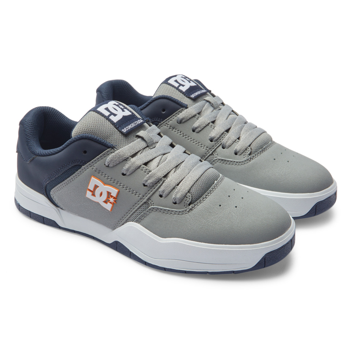 DC Central Leather Men Sneakers Navy / Grey | US-1368LOV